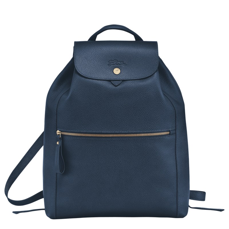 Longchamp Le Foulonné Backpack - Leather Backpacks Navy | LZ55-O3VZ