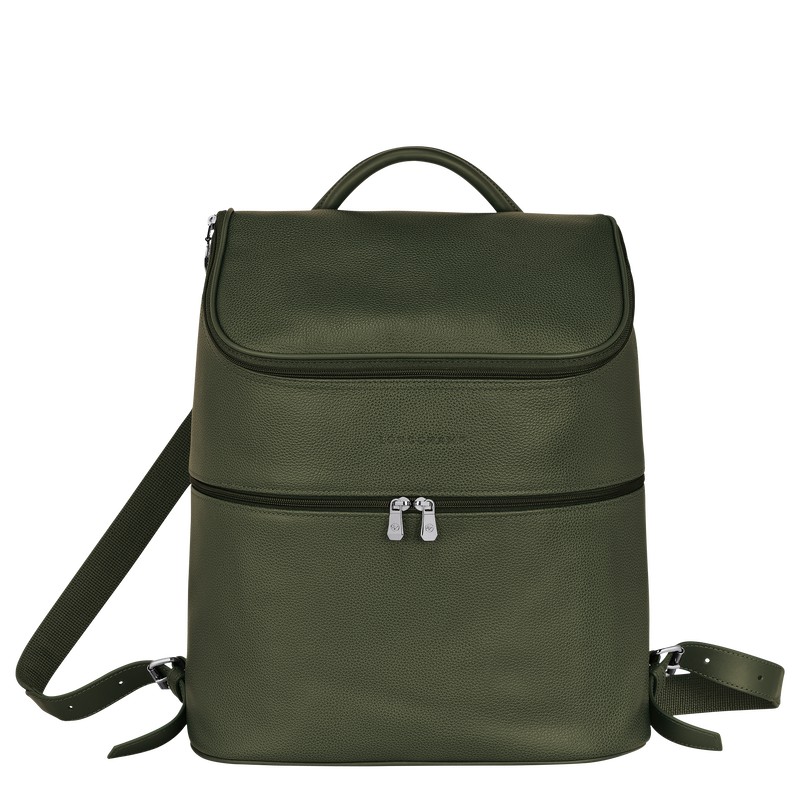 Longchamp Le Foulonné Backpack - Leather Backpacks Khaki | DQ30-S2GJ