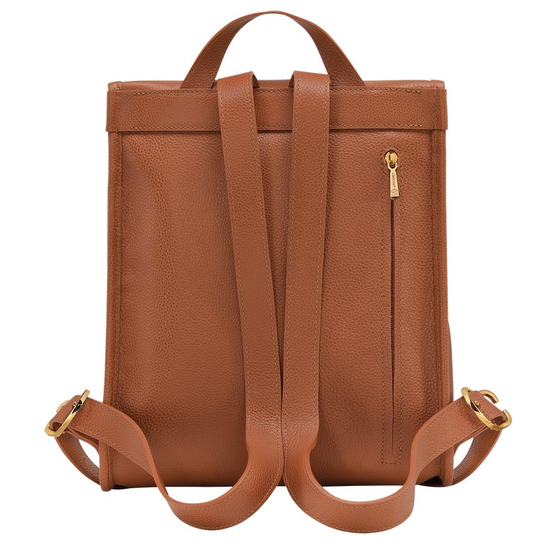 Longchamp Le Foulonné Backpack - Leather Backpacks Caramel | VJ79-Q3XZ