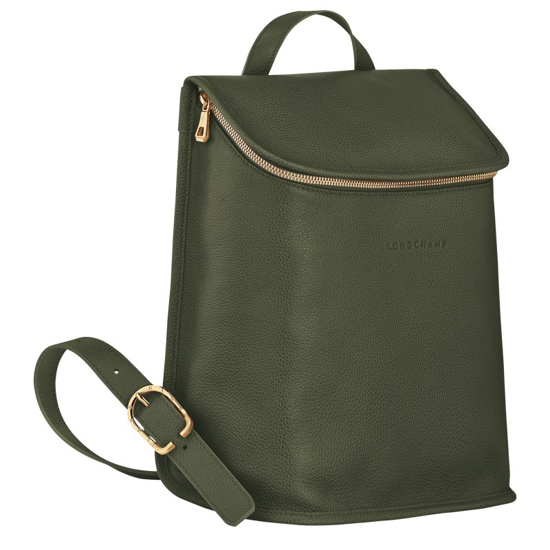 Longchamp Le Foulonné Backpack - Leather Backpacks Khaki | EN14-V1XW