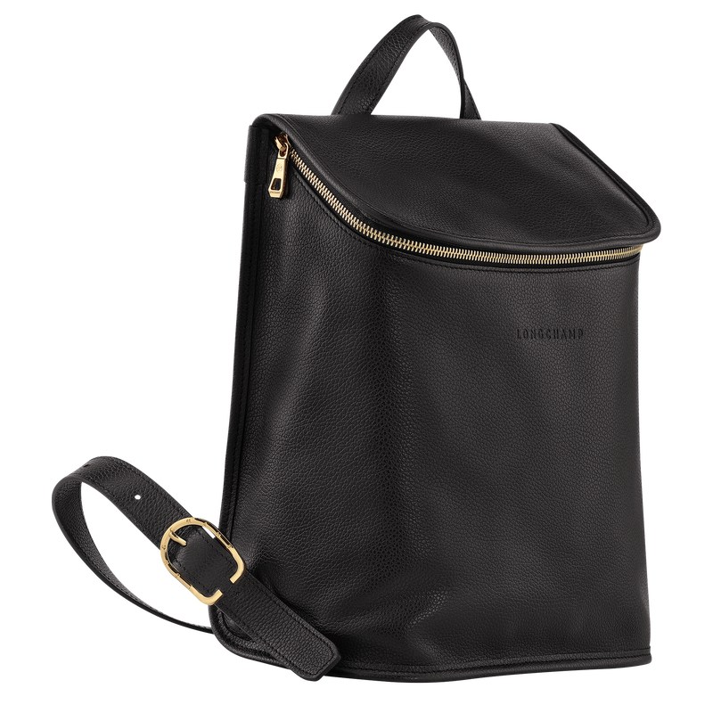 Longchamp Le Foulonné Backpack - Leather Backpacks Black | EG69-N9YX