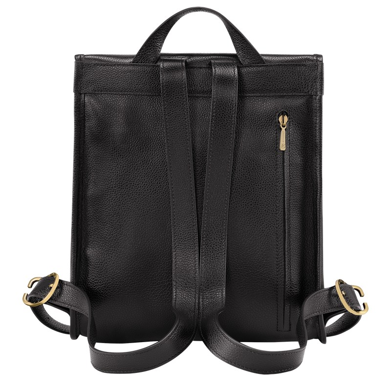 Longchamp Le Foulonné Backpack - Leather Backpacks Black | EG69-N9YX