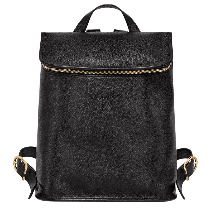 Longchamp Le Foulonné Backpack - Leather Backpacks Black | EG69-N9YX