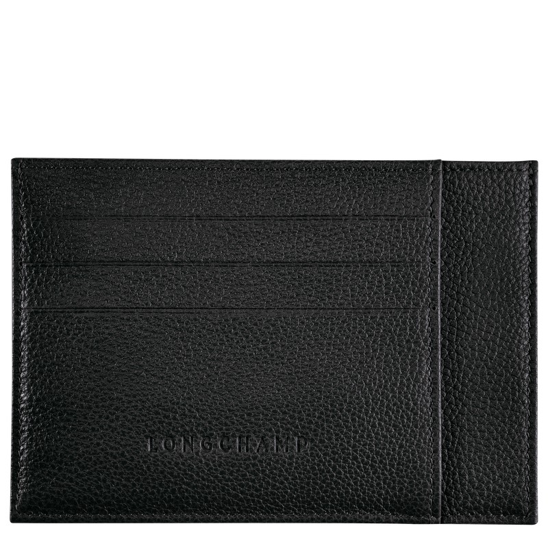 Longchamp Le Foulonné Card holder - Leather Cardholders & Coin purses Black | DN56-K8KE