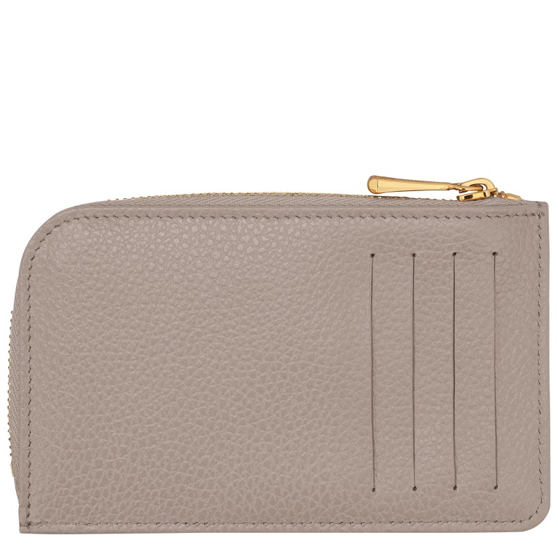 Longchamp Le Foulonné Card holder - Leather Cardholders & Coin purses Turtledove | RL11-J0HS