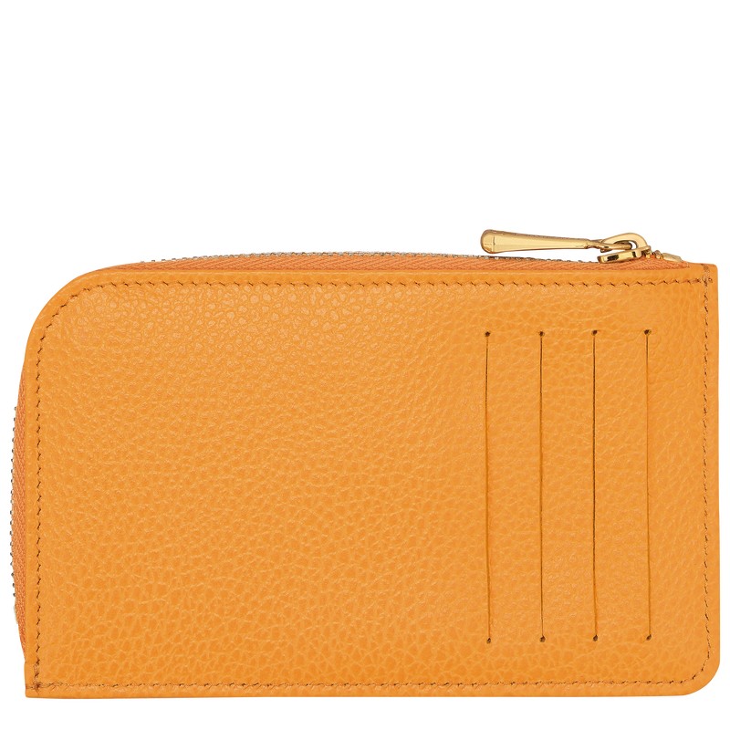 Longchamp Le Foulonné Card holder - Leather Cardholders & Coin purses Apricot | DC14-H1FH