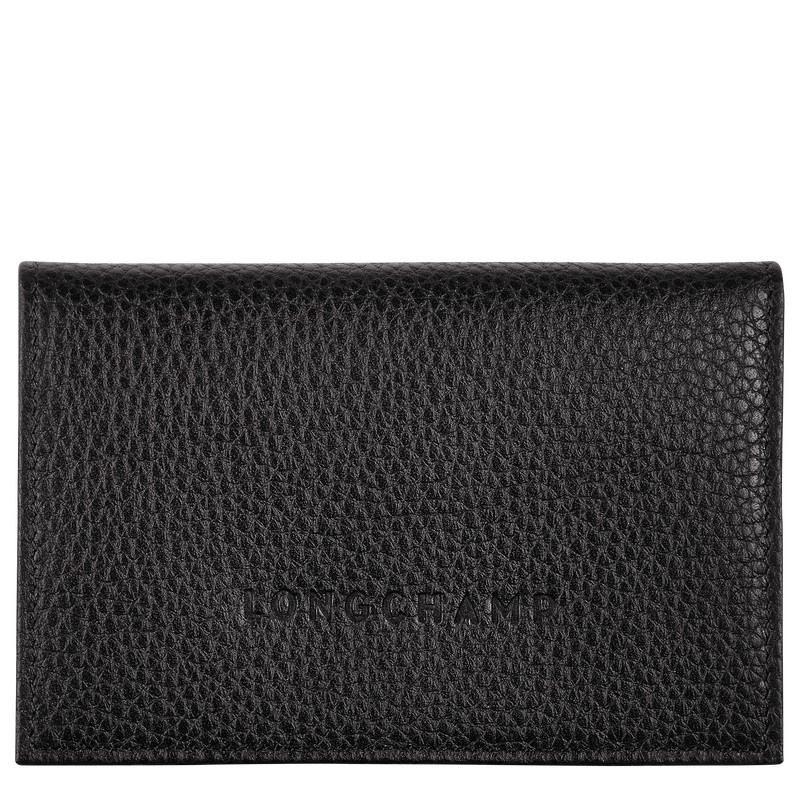 Longchamp Le Foulonné Card holder - Leather Cardholders & Coin purses Black | RH14-P5OH