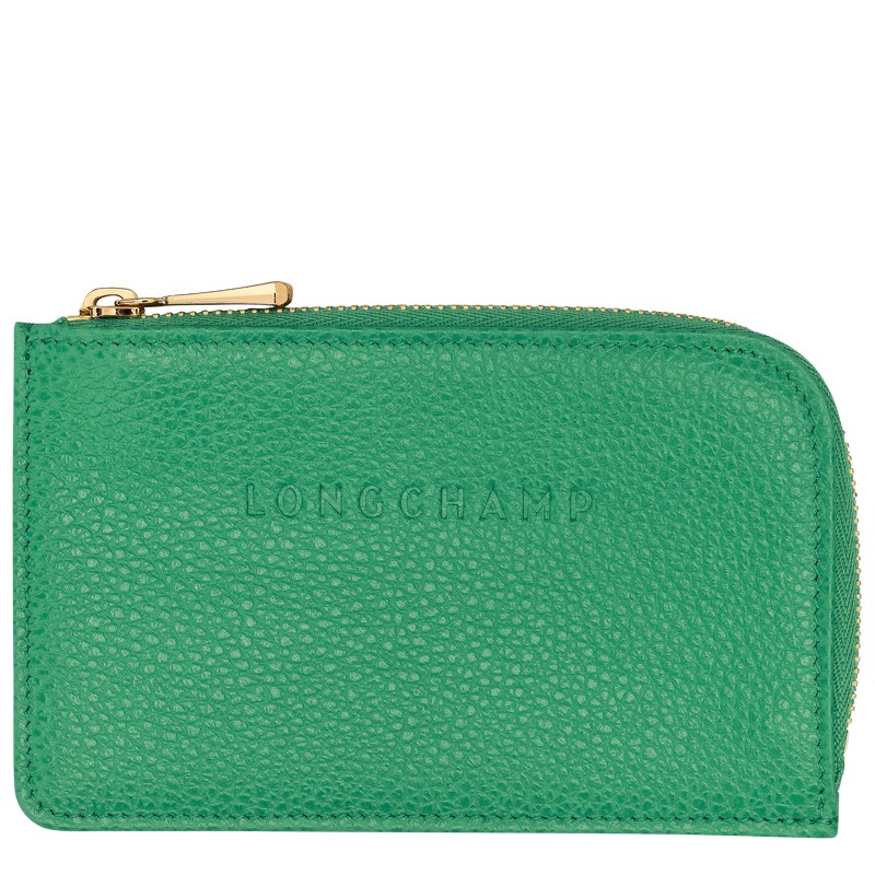 Longchamp Le Foulonné Card holder - Leather Cardholders & Coin purses Green | DH15-F2OS