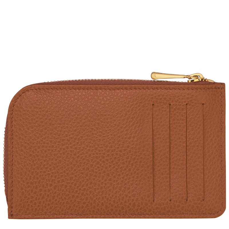 Longchamp Le Foulonné Card holder - Leather Cardholders & Coin purses Caramel | XS42-J8IO