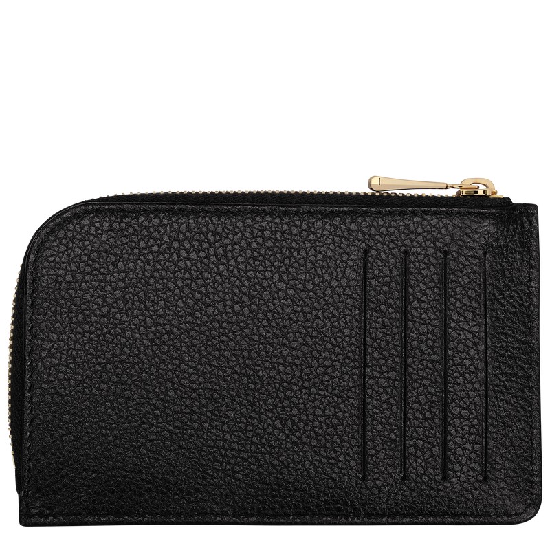 Longchamp Le Foulonné Card holder - Leather Cardholders & Coin purses Black | LL82-H8XM