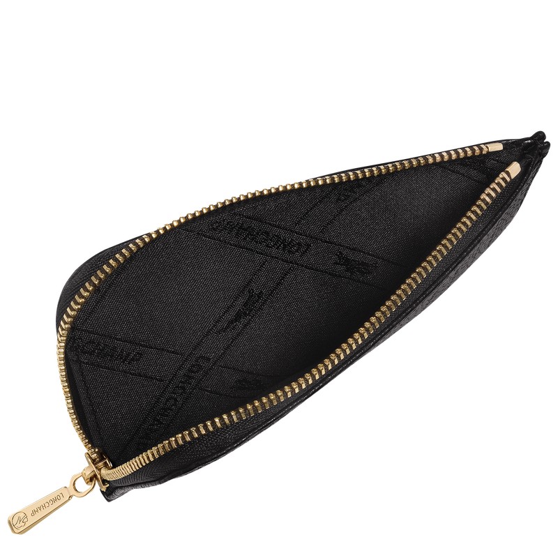 Longchamp Le Foulonné Card holder - Leather Cardholders & Coin purses Black | LL82-H8XM