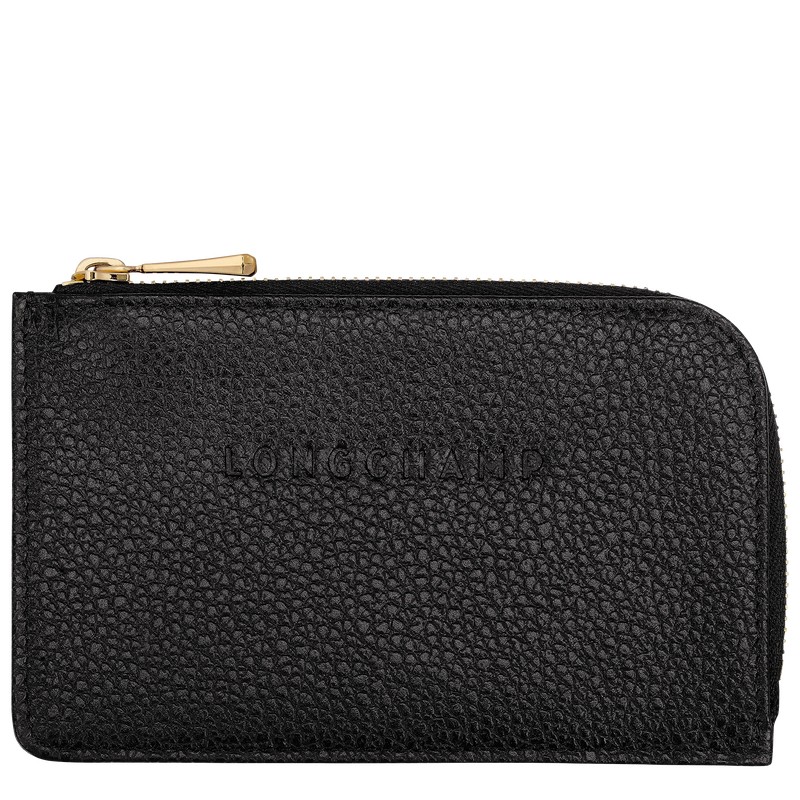 Longchamp Le Foulonné Card holder - Leather Cardholders & Coin purses Black | LL82-H8XM