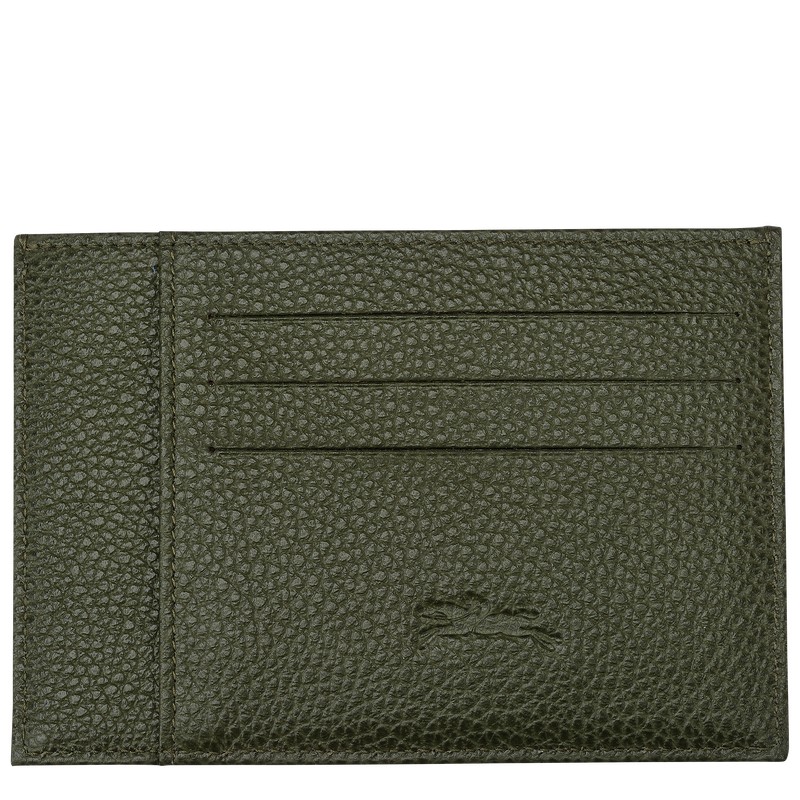 Longchamp Le Foulonné Card holder - Leather Cardholders & Coin purses Khaki | PU95-D1MK