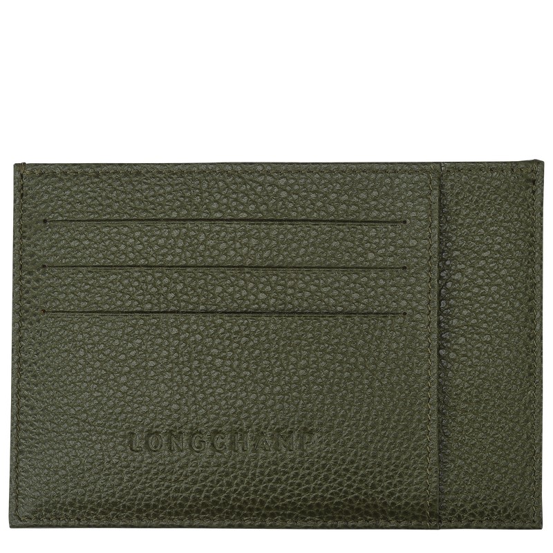 Longchamp Le Foulonné Card holder - Leather Cardholders & Coin purses Khaki | PU95-D1MK