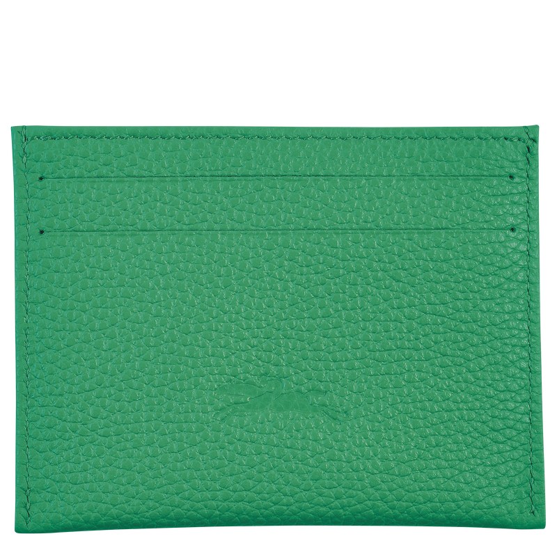 Longchamp Le Foulonné Cardholder - Leather Cardholders & Coin purses Green | LZ22-H8QT