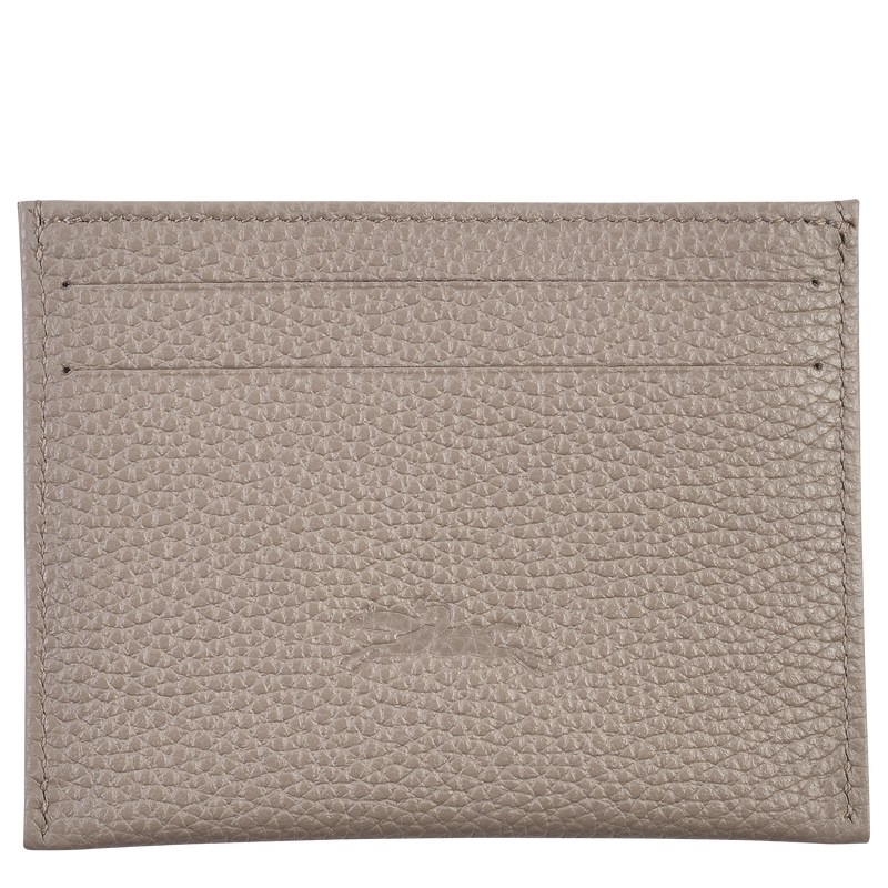 Longchamp Le Foulonné Cardholder - Leather Cardholders & Coin purses Turtledove | GY52-C2XW