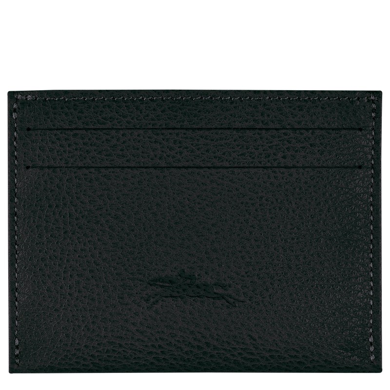 Longchamp Le Foulonné Cardholder - Leather Cardholders & Coin purses Black | EH83-R2GT