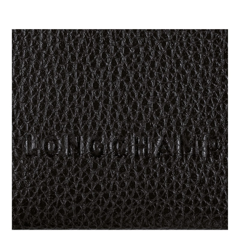 Longchamp Le Foulonné Cardholder - Leather Cardholders & Coin purses Black | EH83-R2GT