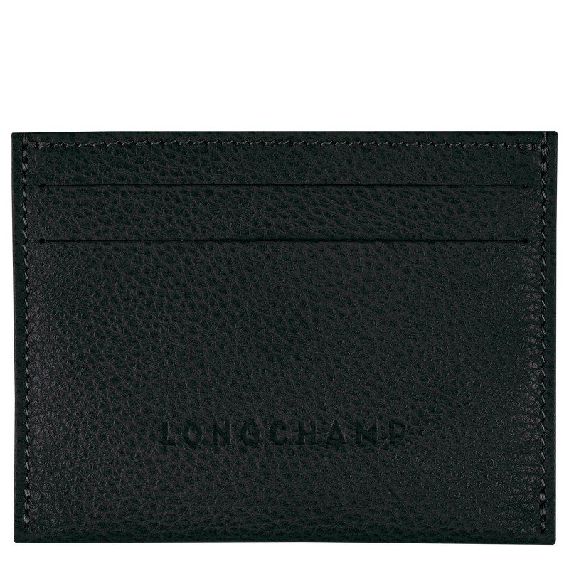 Longchamp Le Foulonné Cardholder - Leather Cardholders & Coin purses Black | EH83-R2GT