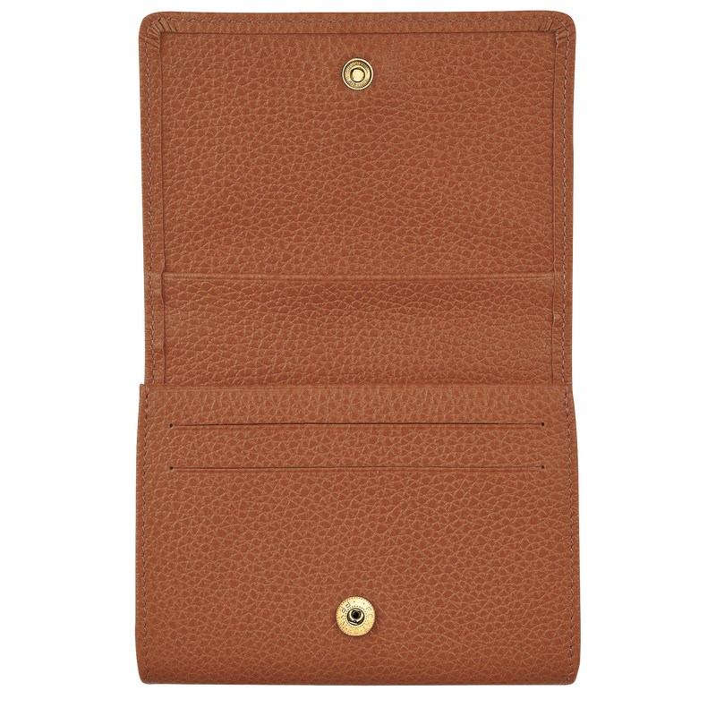 Longchamp Le Foulonné Coin purse - Leather Cardholders & Coin purses Caramel | TN24-N4FA