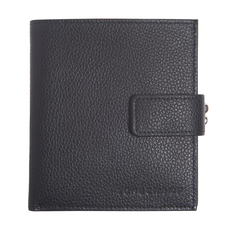 Longchamp Le Foulonné Compact wallet - Leather Wallets Black | VG26-A3CP