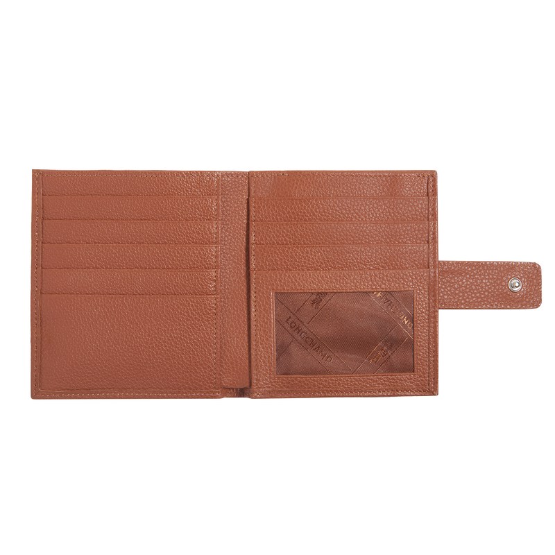 Longchamp Le Foulonné Compact wallet - Leather Wallets Caramel | GL77-M2JM