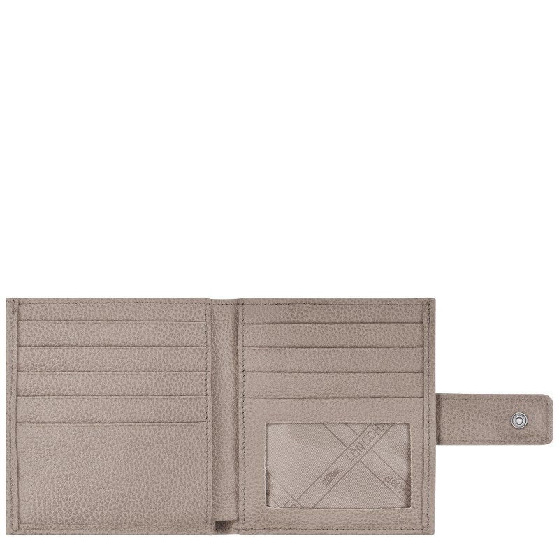 Longchamp Le Foulonné Compact wallet - Leather Wallets Turtledove | HC36-U7DO