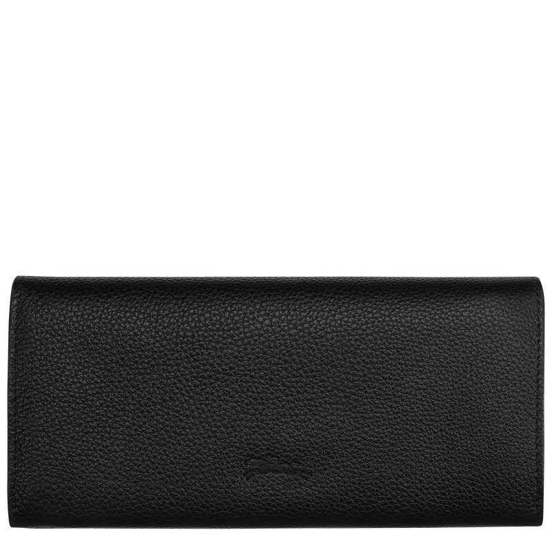 Longchamp Le Foulonné Continental wallet - Leather Wallets Black | ZN07-O9GS