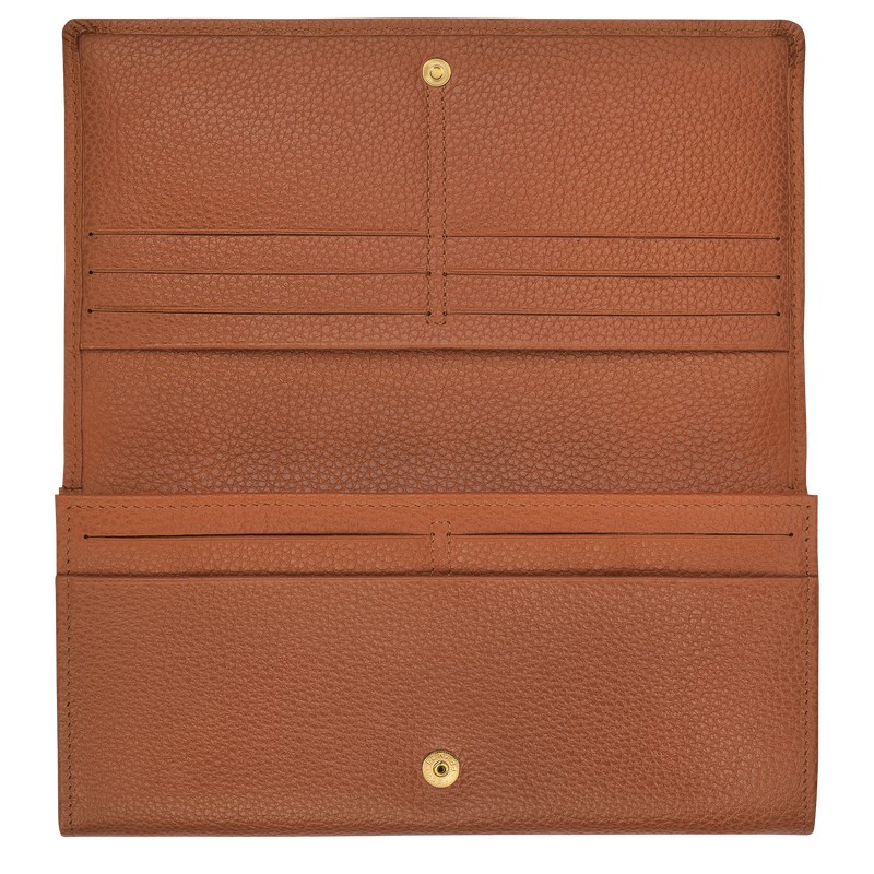 Longchamp Le Foulonné Continental wallet - Leather Wallets Caramel | WW47-E7ET