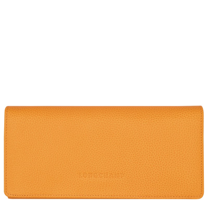 Longchamp Le Foulonné Continental wallet - Leather Wallets Apricot | IV76-U2ZM