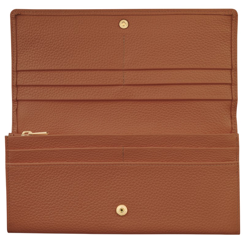 Longchamp Le Foulonné Continental wallet - Leather Wallets Caramel | SI05-C8LZ