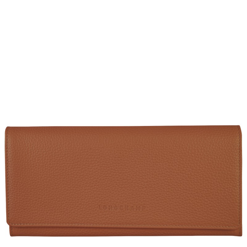 Longchamp Le Foulonné Continental wallet - Leather Wallets Caramel | SI05-C8LZ