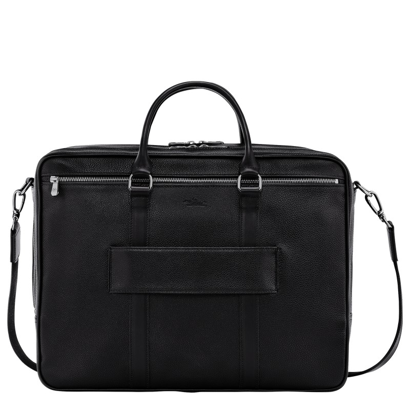 Longchamp Le Foulonné L Briefcase - Leather Briefcase Black | VL87-A4KA