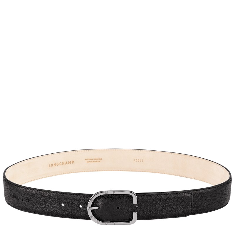 Longchamp Le Foulonné Ladies\' belt - Leather Belts Black | OB46-M4VR