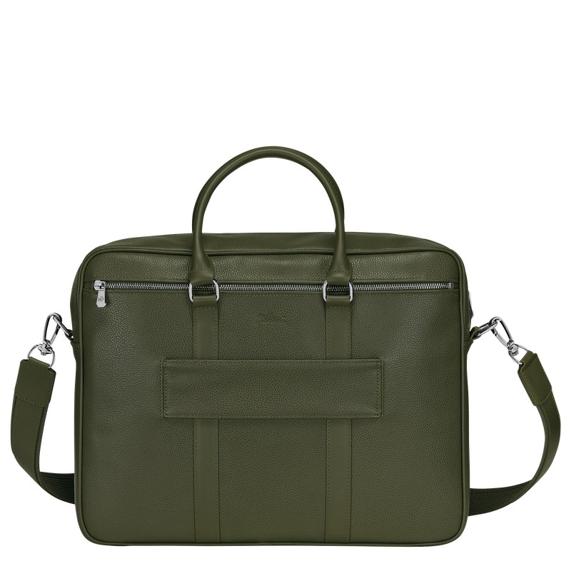 Longchamp Le Foulonné M Briefcase - Leather Briefcase Khaki | OB62-S2LC