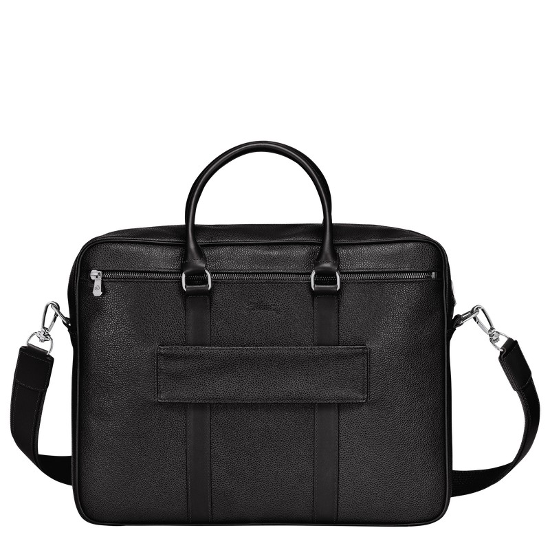 Longchamp Le Foulonné M Briefcase - Leather Briefcase Black | SD02-Y6HN