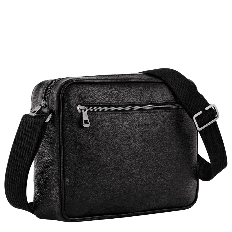 Longchamp Le Foulonné M Camera bag - Leather Crossbody bags Black | GY98-J7KA