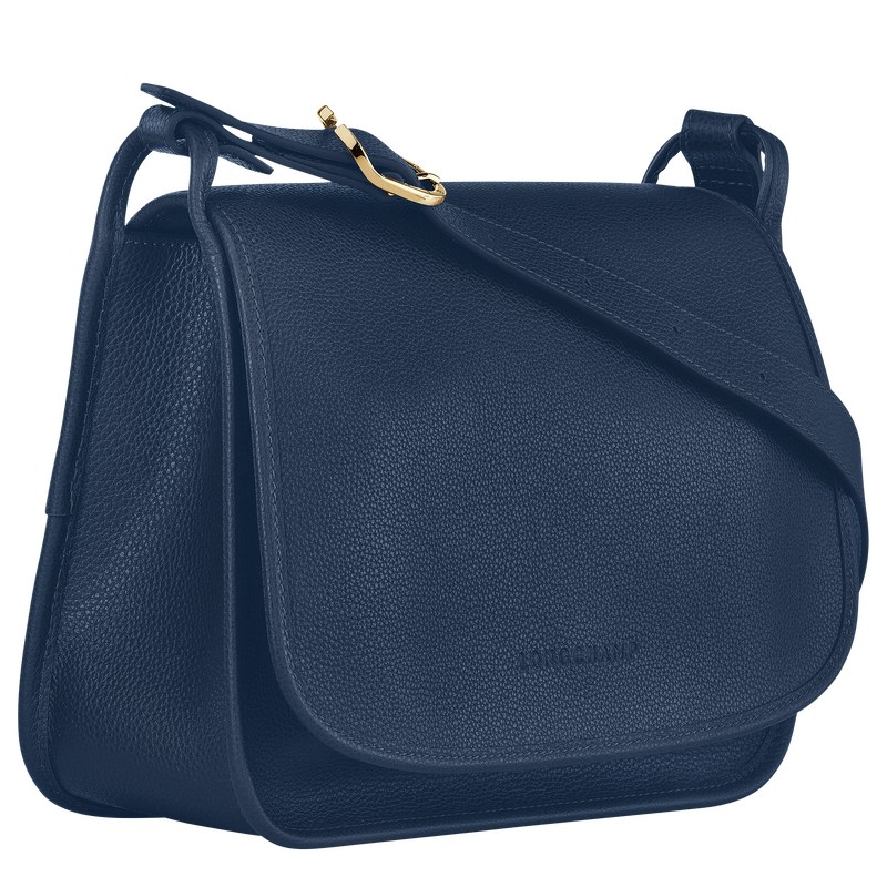 Longchamp Le Foulonné M Crossbody bag - Leather Crossbody bags Navy | IT93-P7WP