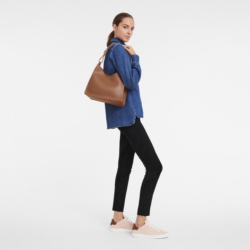 Longchamp Le Foulonné M Hobo bag - Leather Shoulder bags Caramel | NO29-B3FR