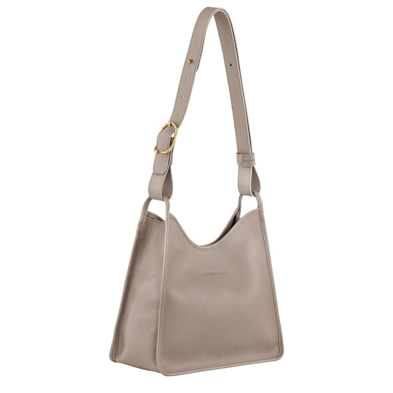 Longchamp Le Foulonné M Hobo bag - Leather Shoulder bags Turtledove | YN26-H1GX