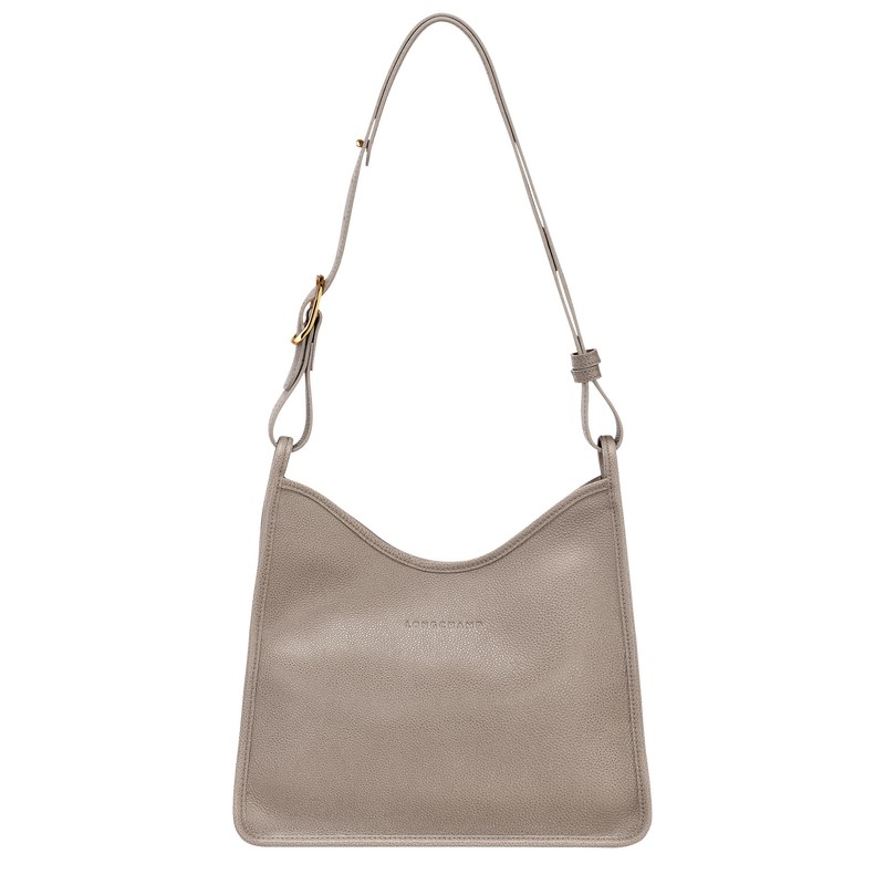 Longchamp Le Foulonné M Hobo bag - Leather Shoulder bags Turtledove | YN26-H1GX