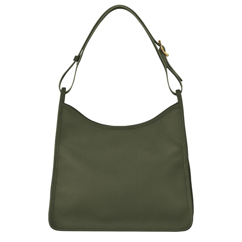 Longchamp Le Foulonné M Hobo bag - Leather Shoulder bags Khaki | RS42-K4PZ