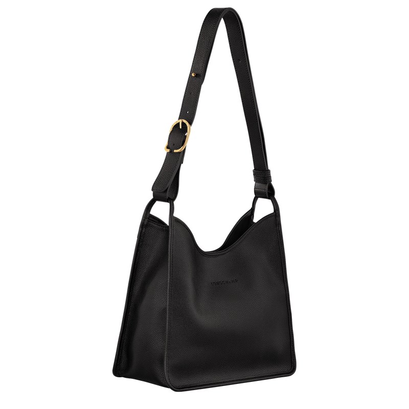 Longchamp Le Foulonné M Hobo bag - Leather Shoulder bags Black | WC28-K3BE