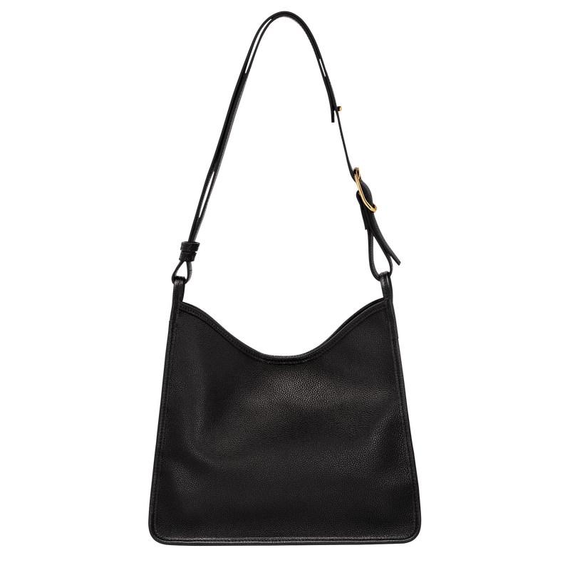 Longchamp Le Foulonné M Hobo bag - Leather Shoulder bags Black | WC28-K3BE