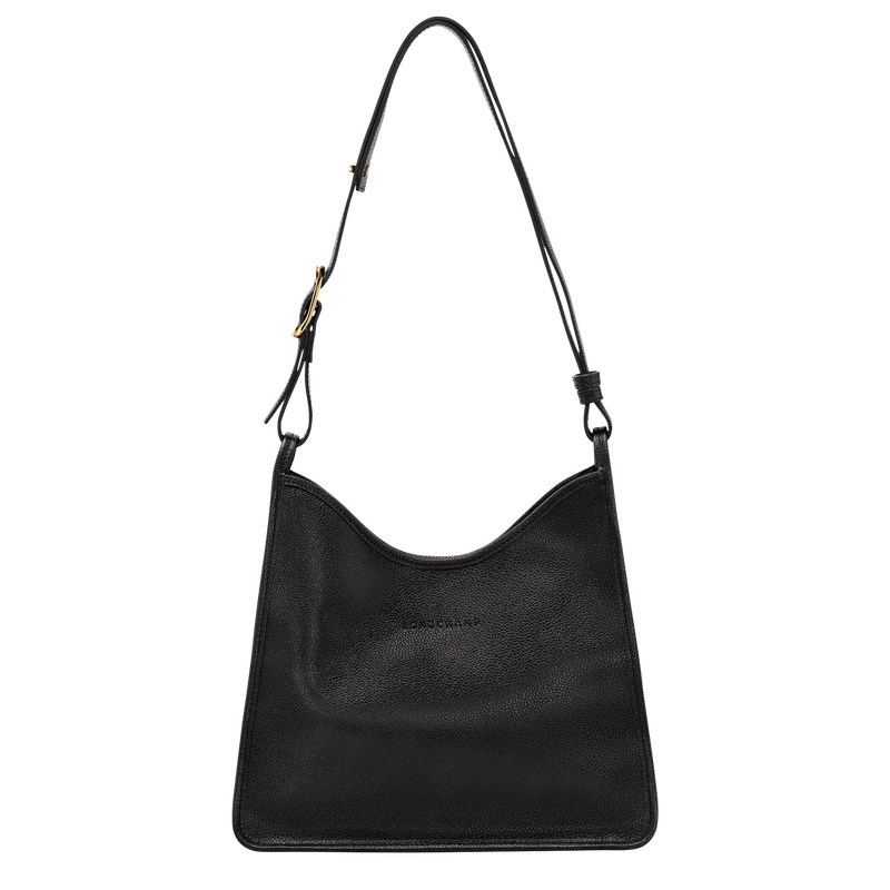 Longchamp Le Foulonné M Hobo bag - Leather Shoulder bags Black | WC28-K3BE