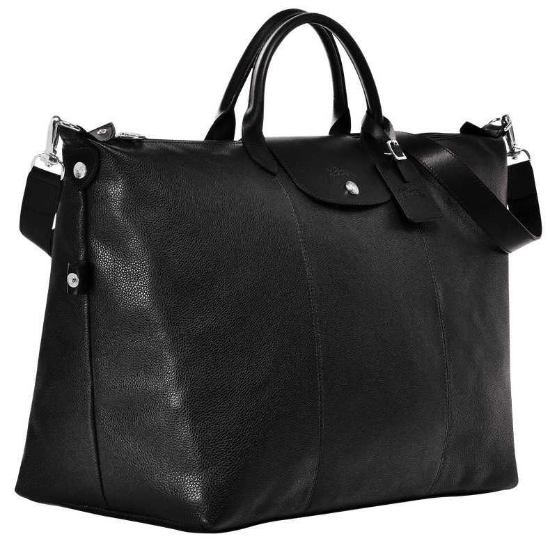 Longchamp Le Foulonné M Travel bag - Leather Travel bags Black | IU17-E8CV