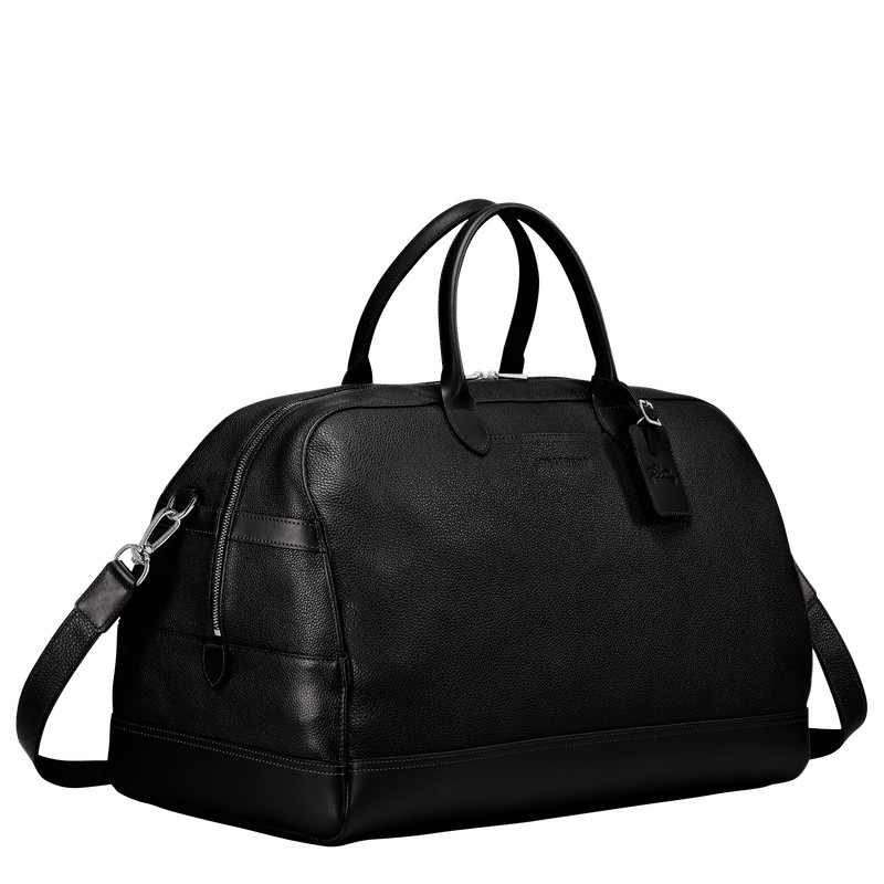 Longchamp Le Foulonné M Travel bag - Leather Travel bags Black | HC76-J1QQ