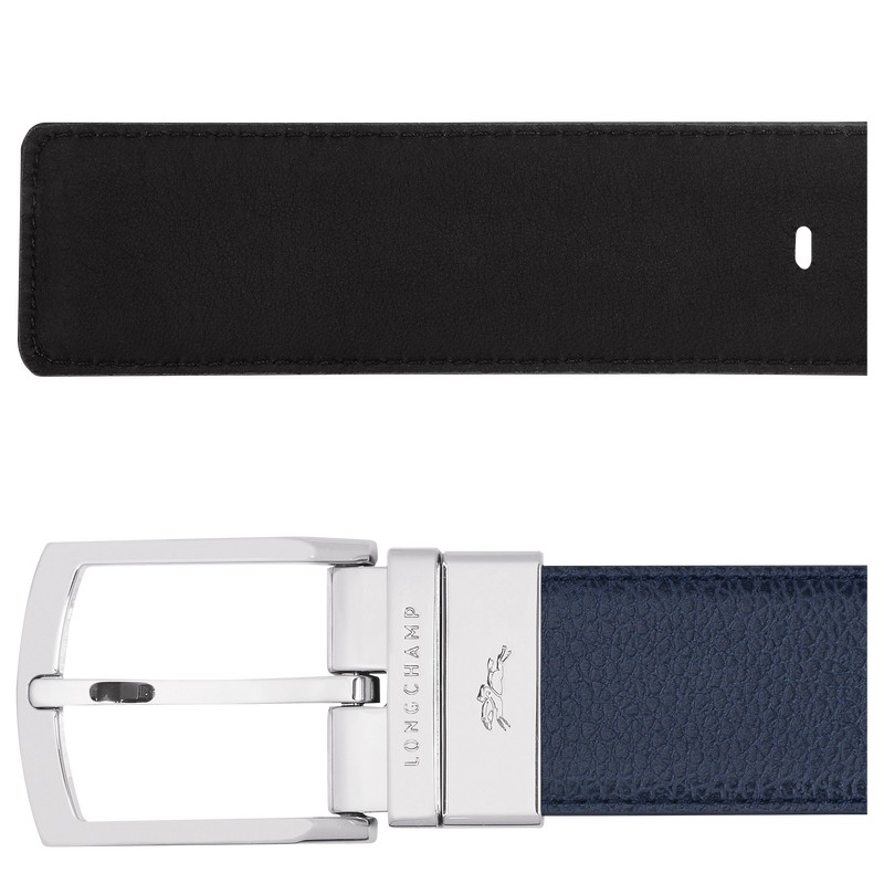 Longchamp Le Foulonné Men's belt - Leather Belts Navy/Black | MJ79-L5JX