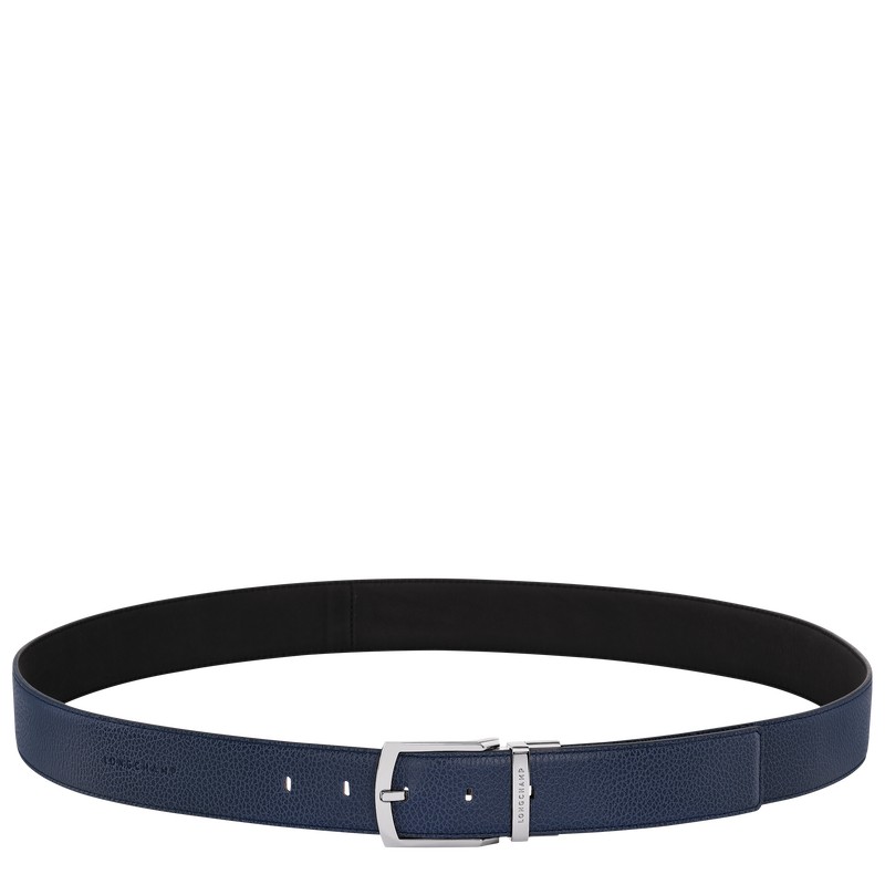 Longchamp Le Foulonné Men\'s belt - Leather Belts Navy/Black | MJ79-L5JX