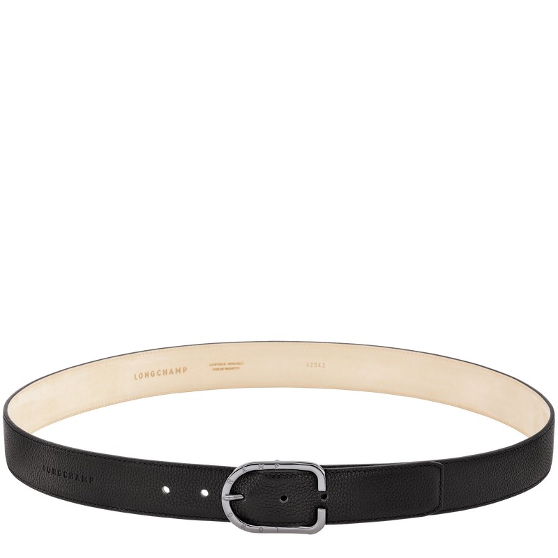 Longchamp Le Foulonné Men\'s belt - Leather Belts Black | HJ15-L0PJ